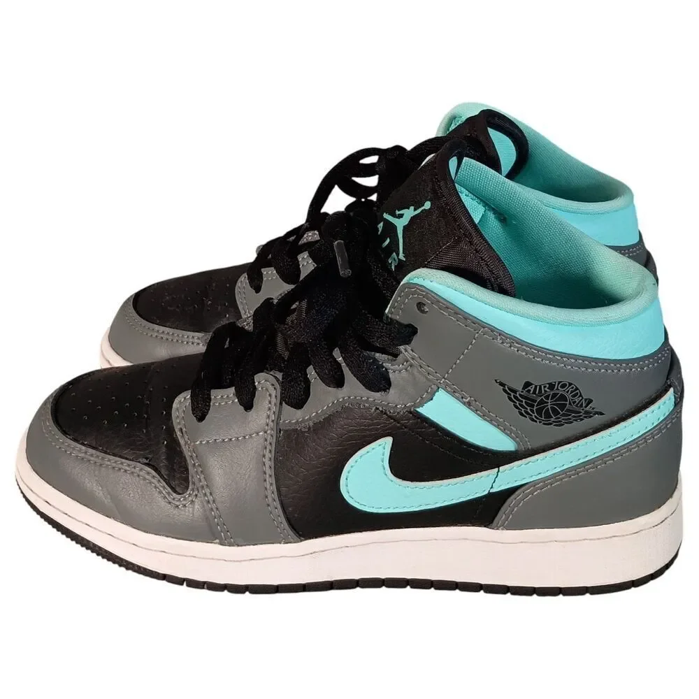 Nike Air Jordan 1 Mid Grey Aqua 554725-063 Size 4.5Y